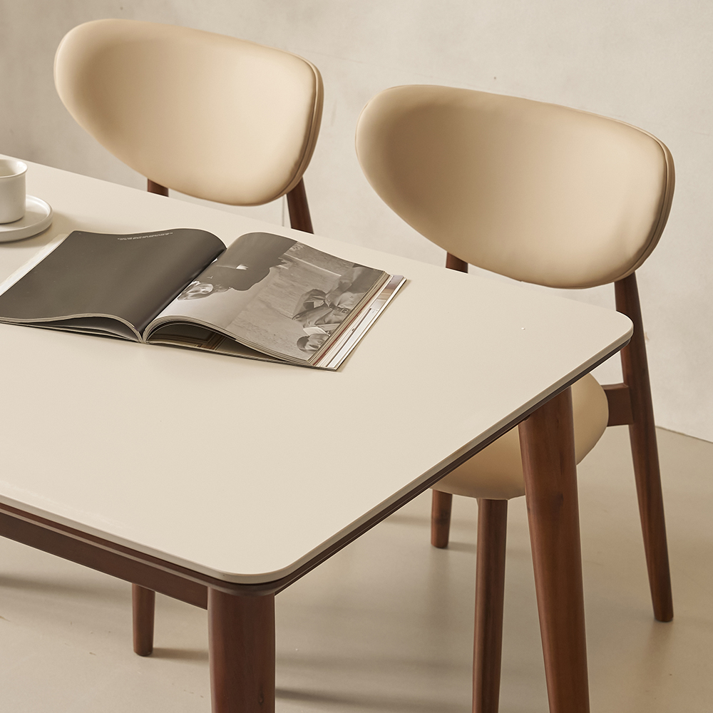 마드리 4인용 원목 세라믹식탁 테이블 세트 포세린 상판 식탁+의자4, 1400mm, 월넛