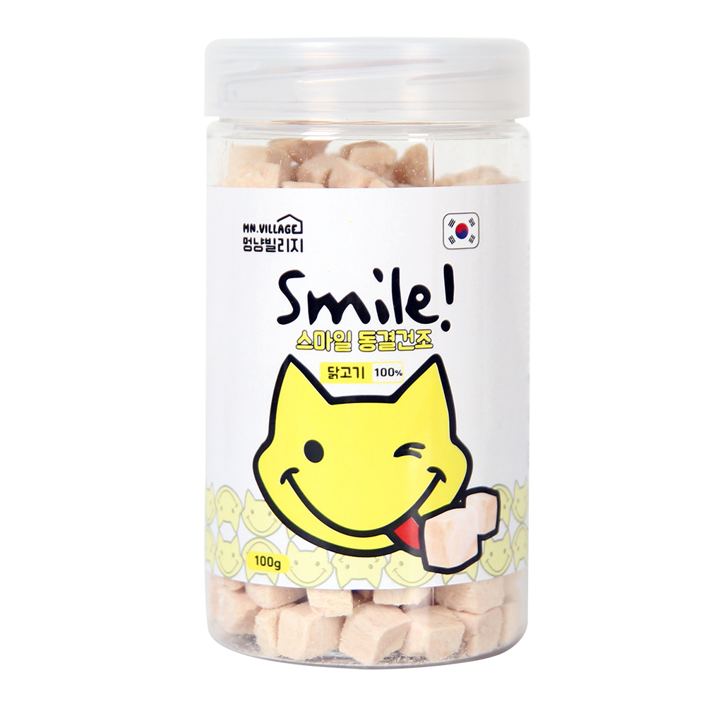 멍냥빌리지 스마일 강아지 동결건조 간식 트릿 강아지 치킨 닭가슴살, 100g, 1개 - 상세 이미지 2