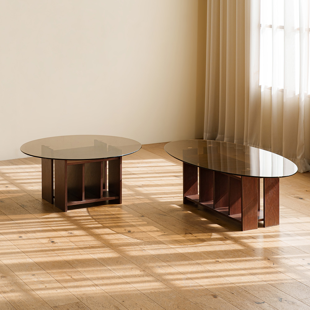 파레드 거실테이블 소파 유리 타원형 1200
