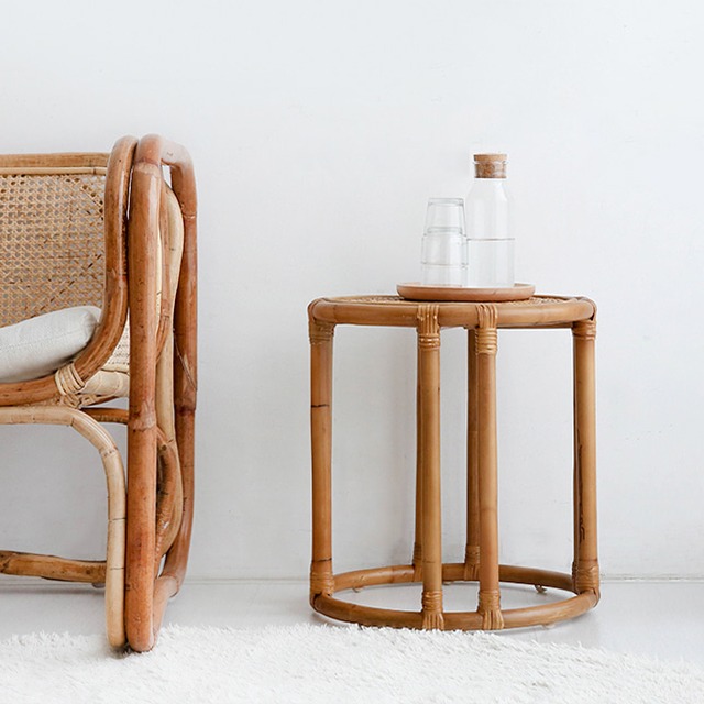 LOTTAN 원형 사이드테이블 D40 라탄 내추럴 8956.7505