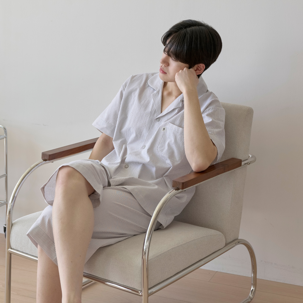 신혼부부잠옷 면잠옷 여름 반팔파자마 커플 홈웨어 - 상세 이미지 3