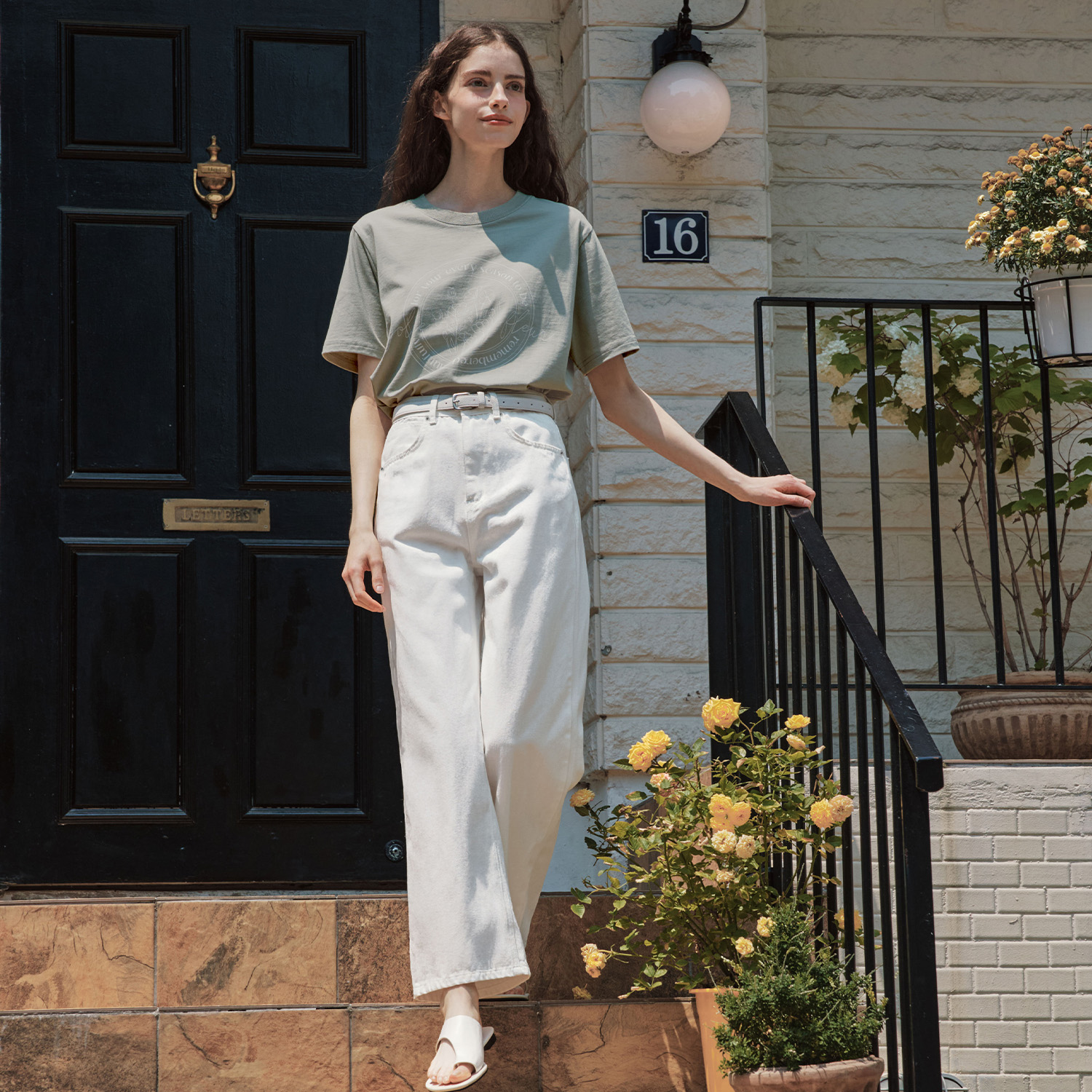 [제로스트릿] 아몬드 와이드 데님 팬츠 ALMOND WIDE DENIM PANTS / WHITE - 상세 이미지 2