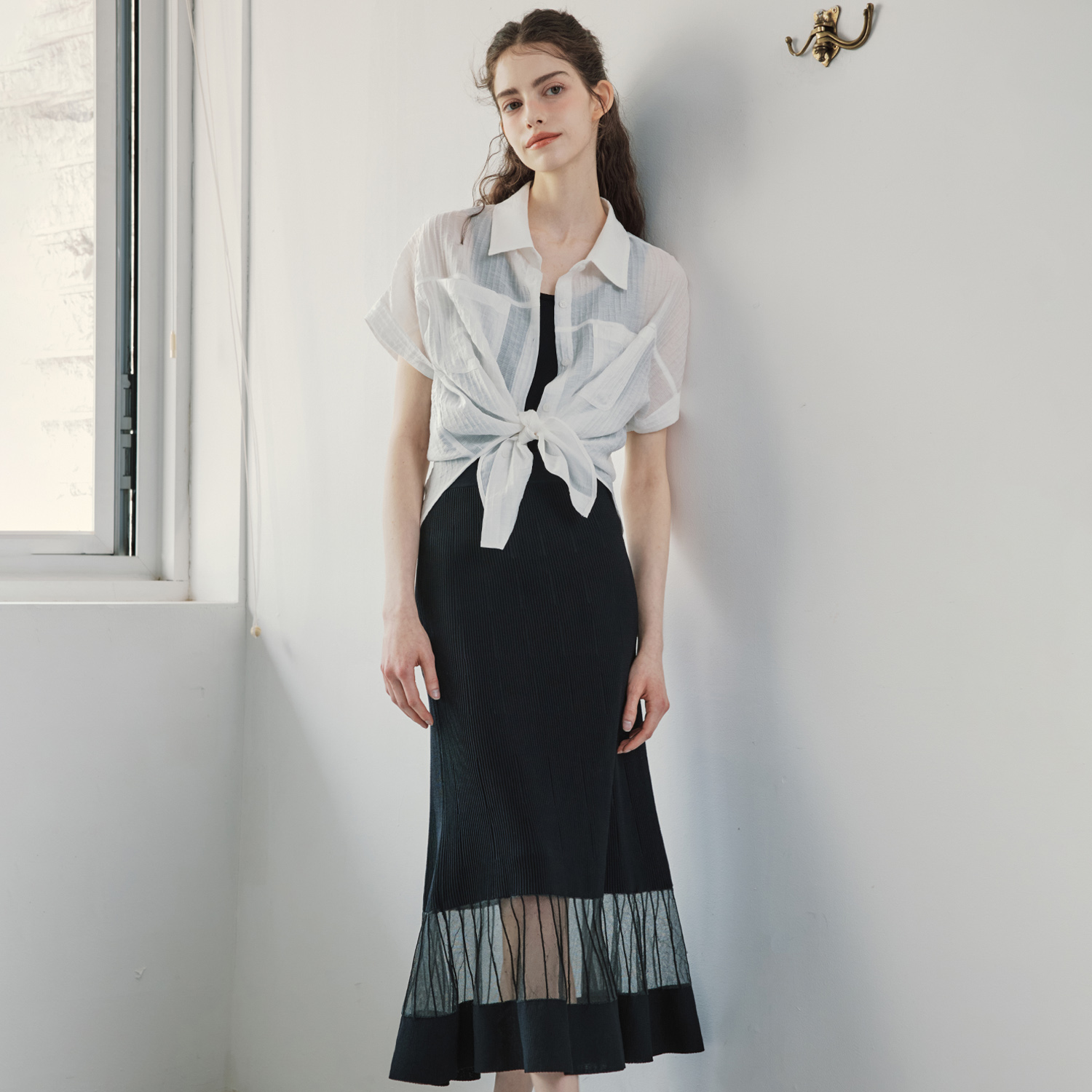 [제로스트릿] 미스티 플레어 니트 스커트 MISTY FLARE KNIT SKIRT / BLACK - 상세 이미지 3