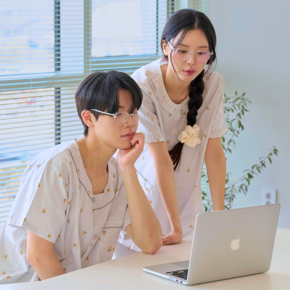 신혼부부잠옷 면잠옷 여름 반팔파자마 커플 홈웨어 - 상품 이미지