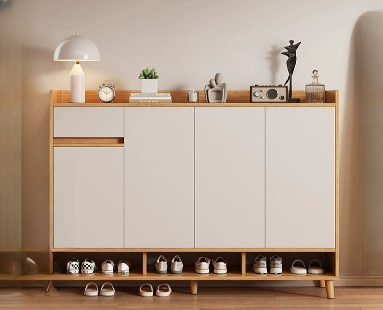 현관 입구 신발장 럭셔리 조립식 신발진열장 수납장 90x30x100cm-티크우드색 조립 - 상품 이미지
