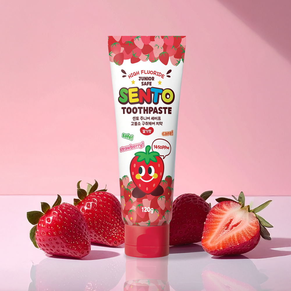 센토 주니어 비건 어린이치약 유아 초등학생 고불소 딸기향 120g 4개+사과향 120g 2개 - 상세 이미지 2