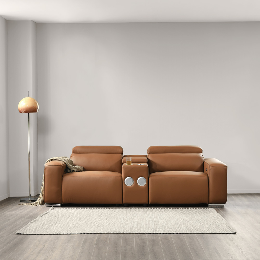 스코나 이튼스 구스 실리콘레더 가죽 컵홀더 3인 제로월 전동 리클라이너 소파