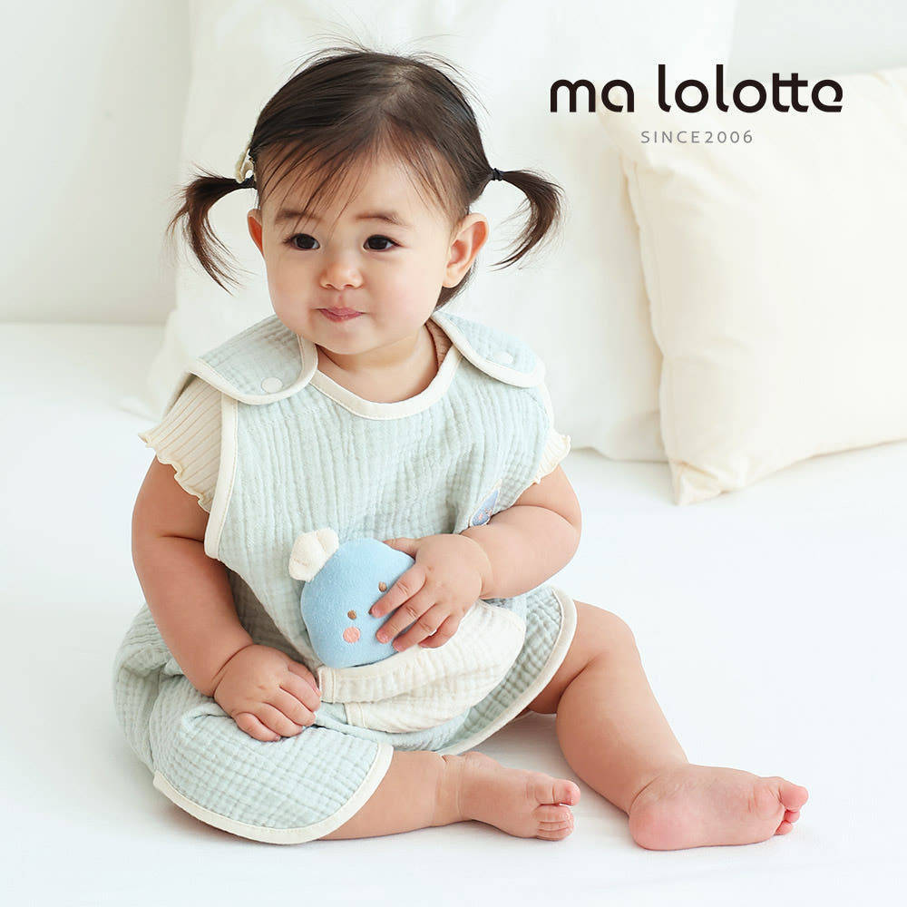 마롤로뜨 아기 수면조끼 신생아 3중거즈 간절기 겨울 사계절 유아 잠옷 뱀띠 베이지