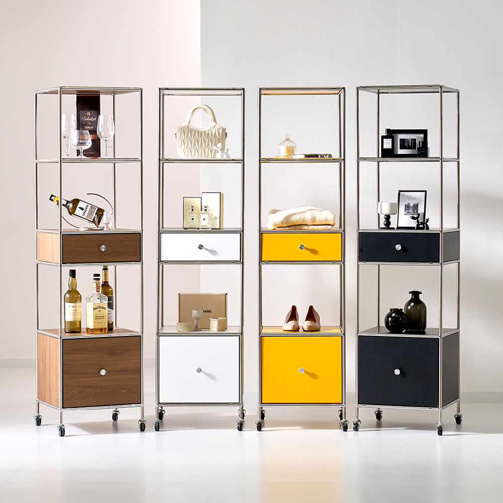 세렌티 400 모듈 선반 이동식 수납장 높은형 미드센츄리 인테리어 다용도 트롤리 거실 서랍장