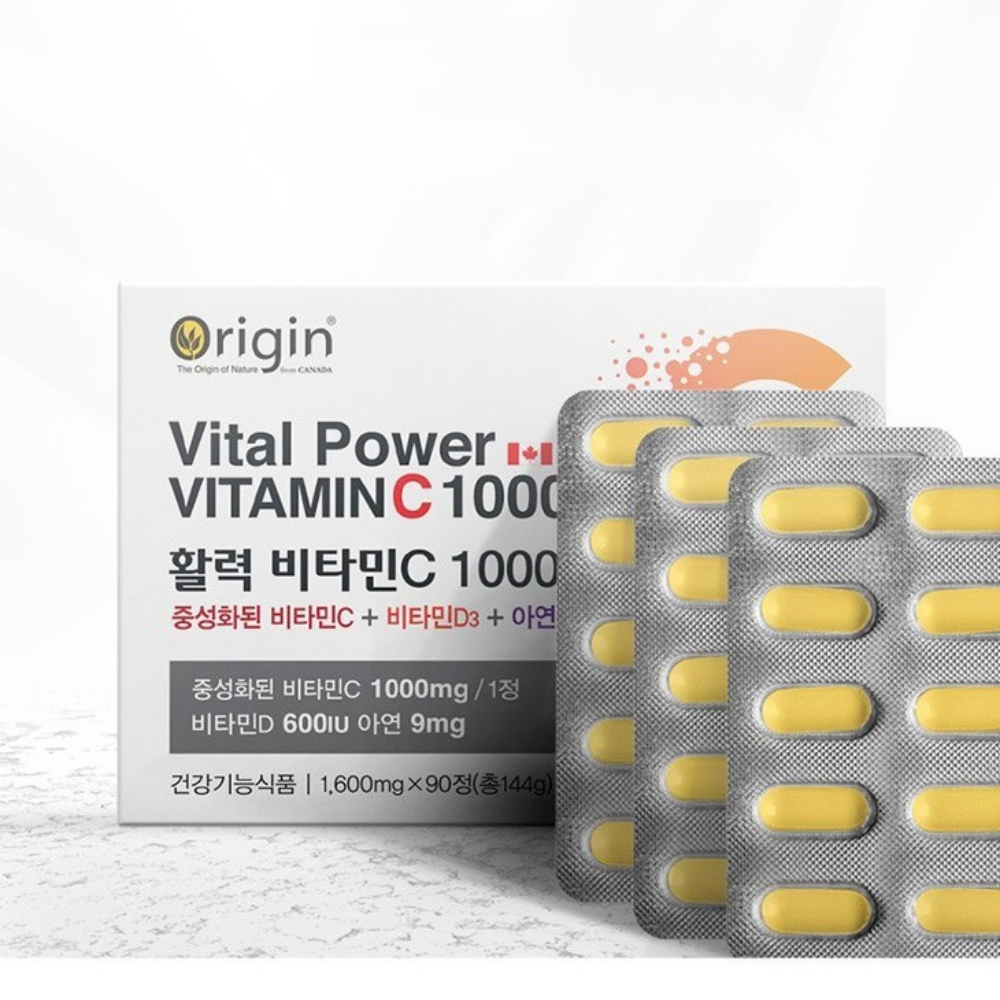 오리진 활력 비타민C 1000 중성 고용량 천연 비타민씨 약3개월 90정, 3개 - 상세 이미지 4