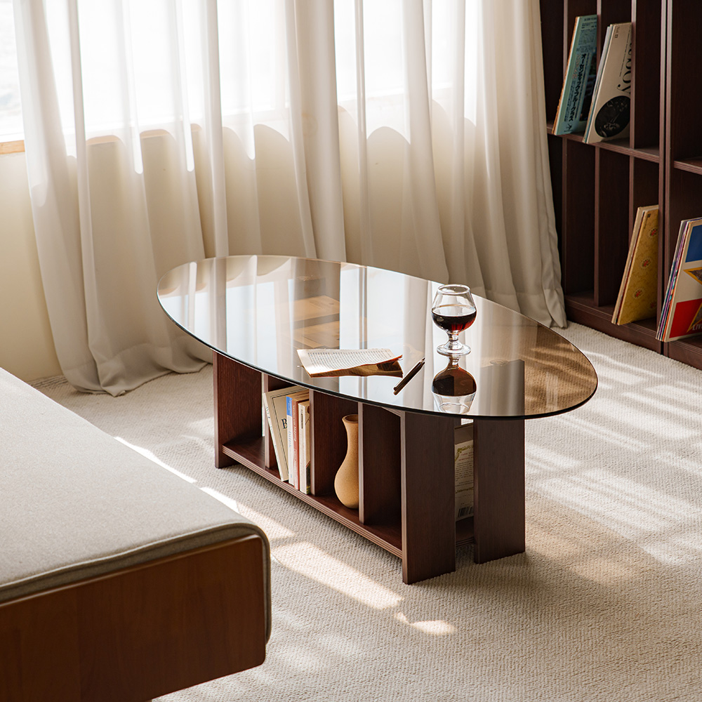 파레드 거실테이블 소파 유리 원형 800