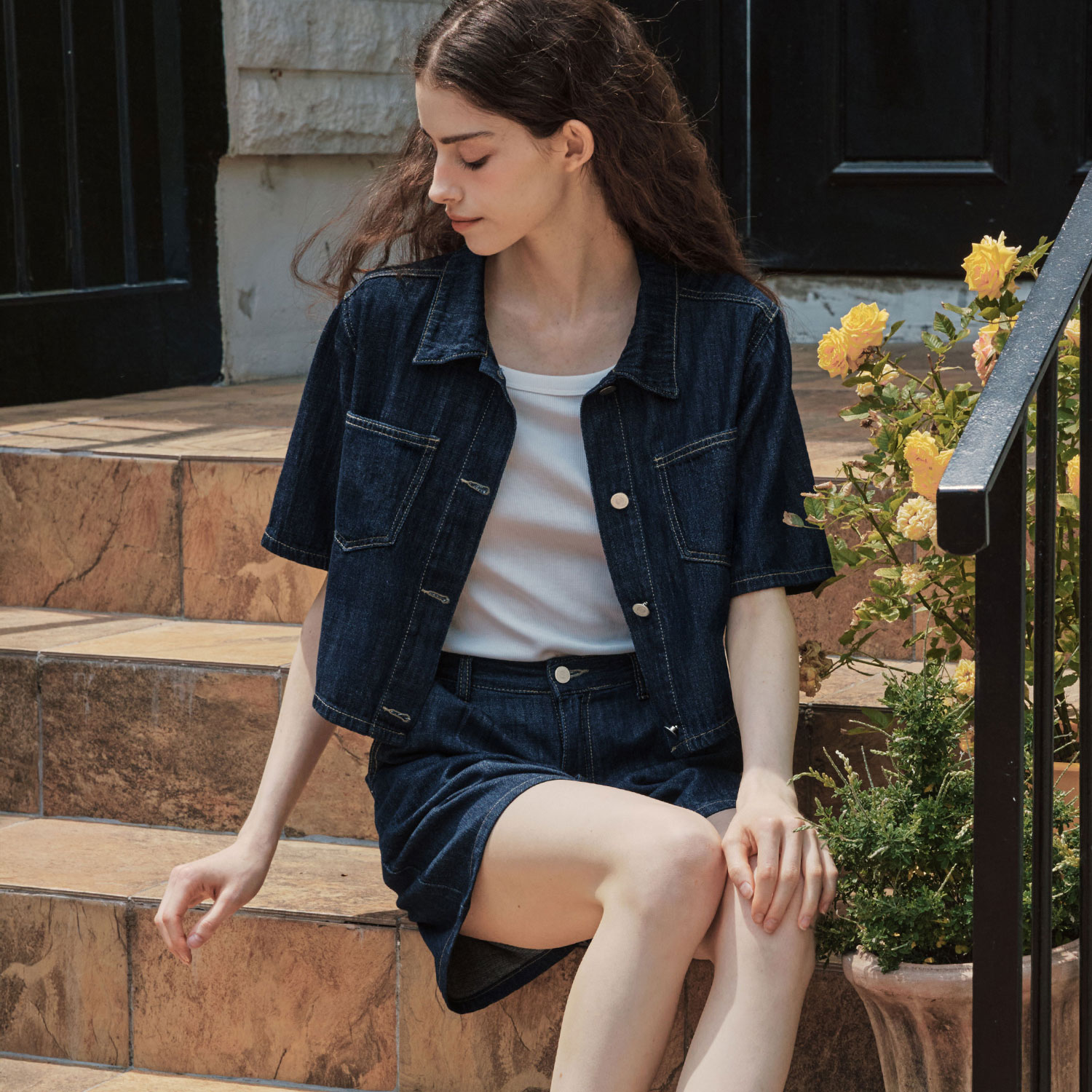 [제로스트릿] 썸머 데님 반팔 셔츠 SUMMER DENIM SHORT SLEEVE SHIRT / INDIGO 이미지 2