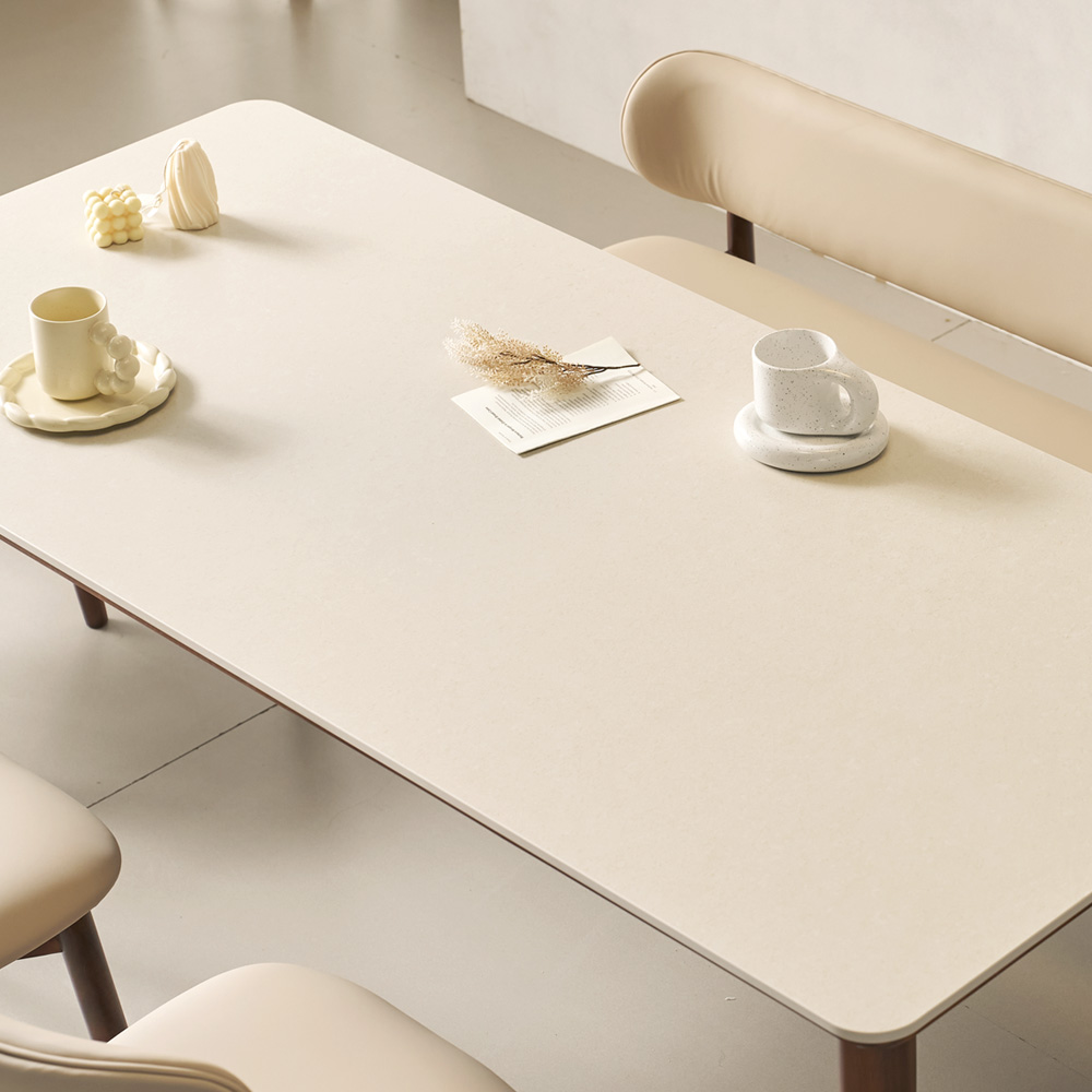 마드리 4인용 6인용 포세린세라믹식탁 원목 테이블 오트밀상판 1400mm, 월넛