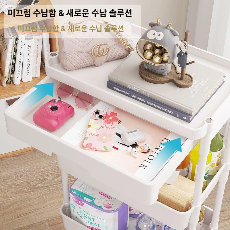 반영구 작업대 관리 트롤리 눈썹 기본형 바퀴 이동식 3층 흰색 - 상세 이미지 4