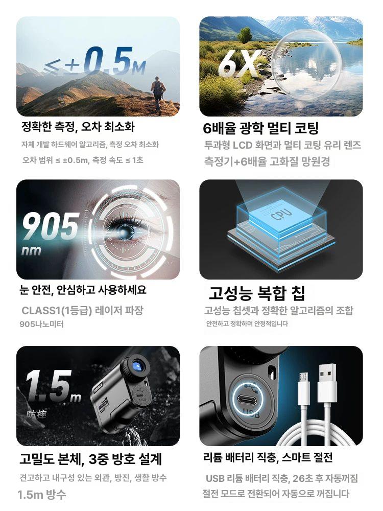 고정밀 레이저 거리측정기 디지털 핸드헬드 휴대용 다기능 측정기 500m 측정기 - 상세 이미지 4