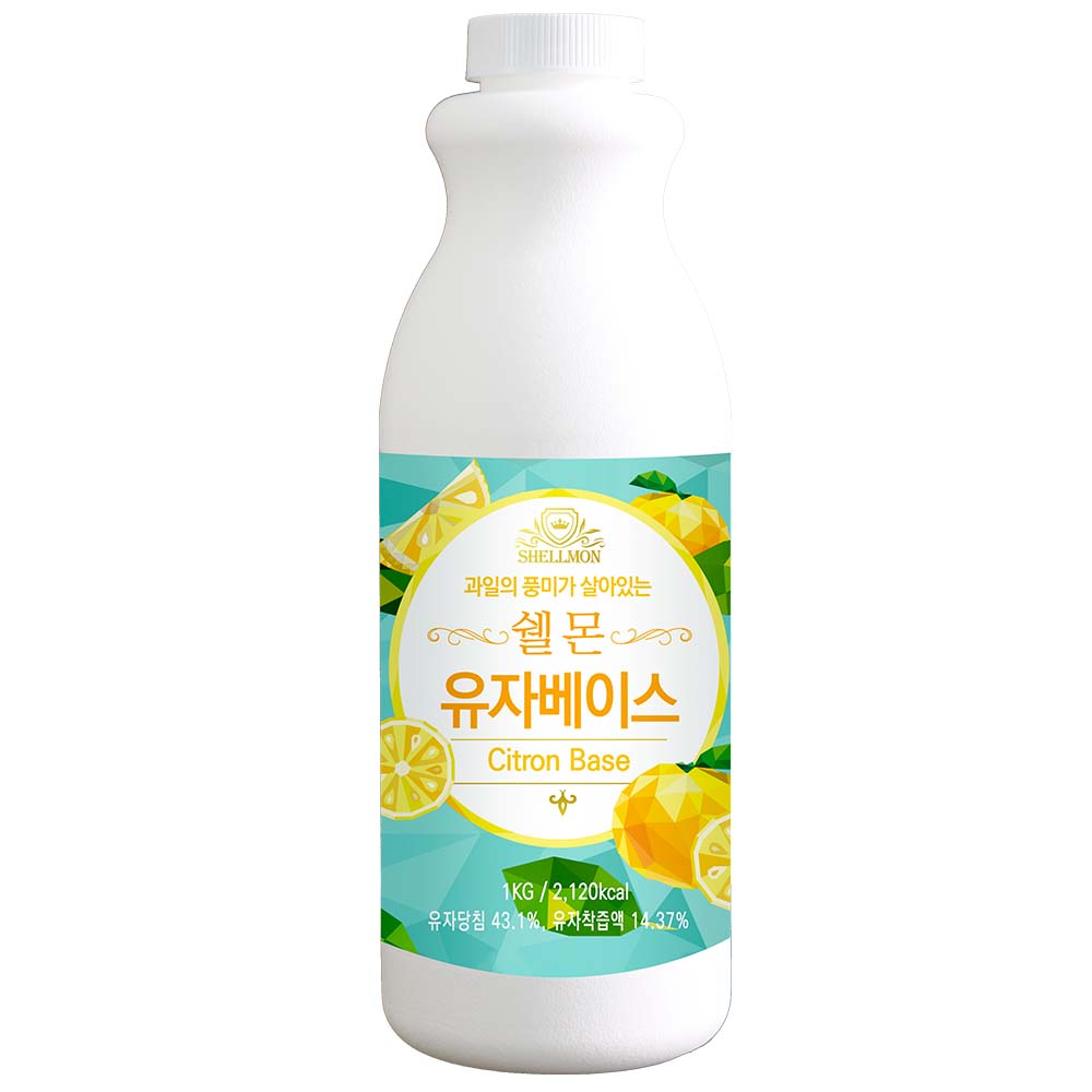 쉘몬 유자 과일 농축액 음료베이스 1kg 에이드 스무디 - 상품 이미지