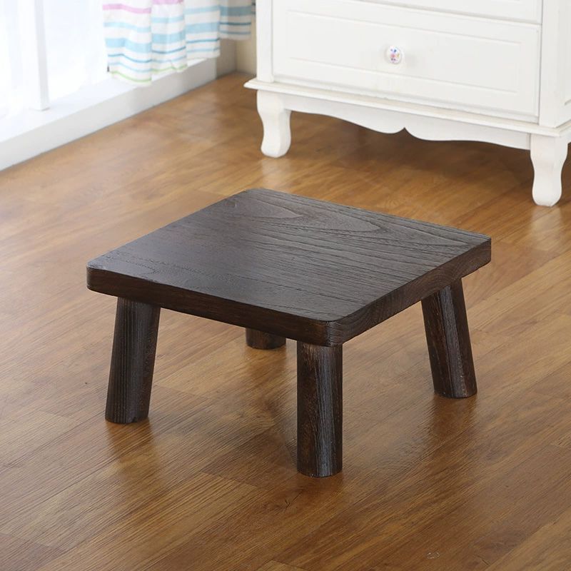 핸드메이드 원목 좌식 티테이블 거실 테이블 원형 탁자 작은 사이즈 36x36x22 cm 차콜 색상 집회 - 상세 이미지 4
