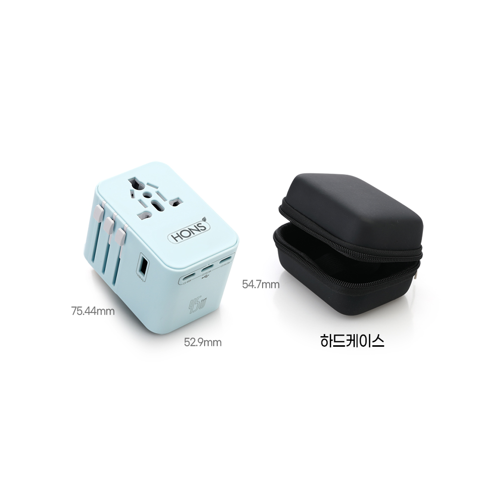 혼스 해외 여행용 멀티 어댑터 PD45W GaN고속 2500W 5구 충전 HSTA-45W5 이미지 7