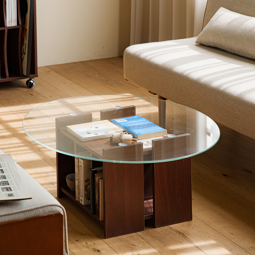 파레드 거실테이블 소파 유리 원형 800