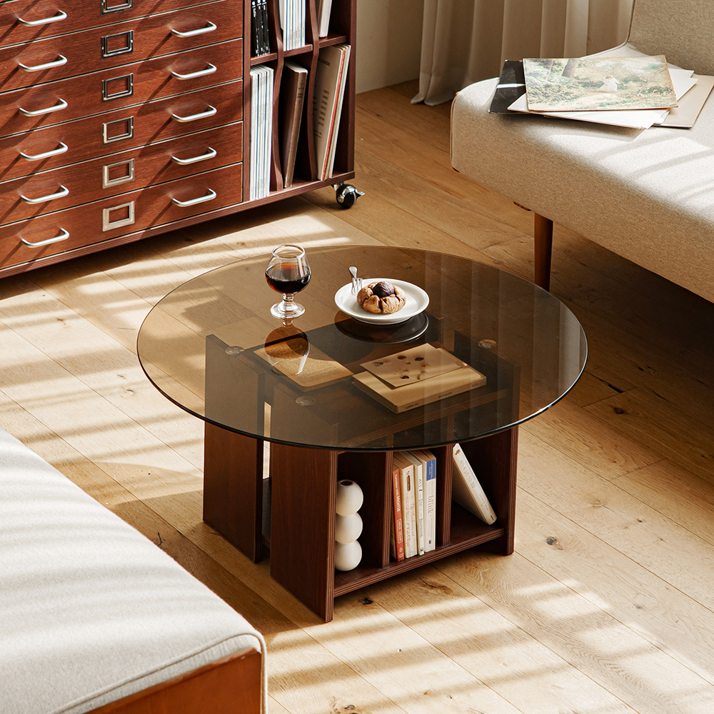 파레드 거실테이블 소파 유리 원형 800