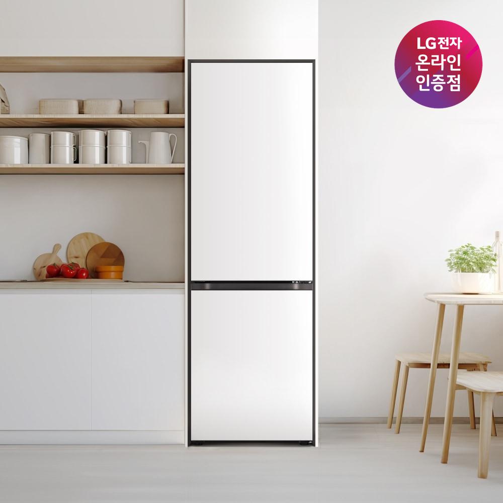 [최대혜택가 70만원대][도착보장]LG 모던엣지 오브제컬렉션 컨버터블 빌트인 2도어 냉장고 344L (크림화이트/메탈)