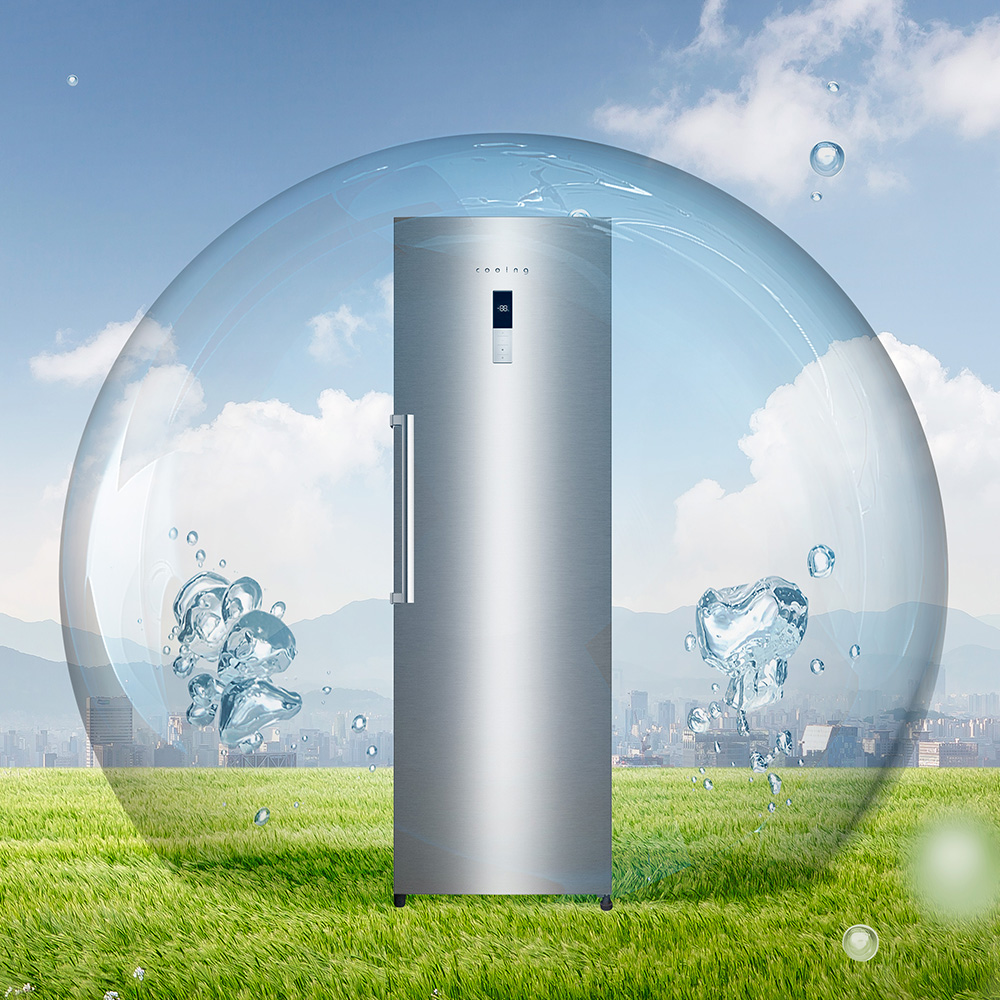 쿠잉 스탠드 냉동고 FR-N280 서랍형 소형 가정용 원룸 음쓰 실버