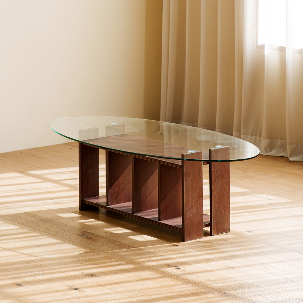 파레드 거실테이블 소파 유리 타원형 1200