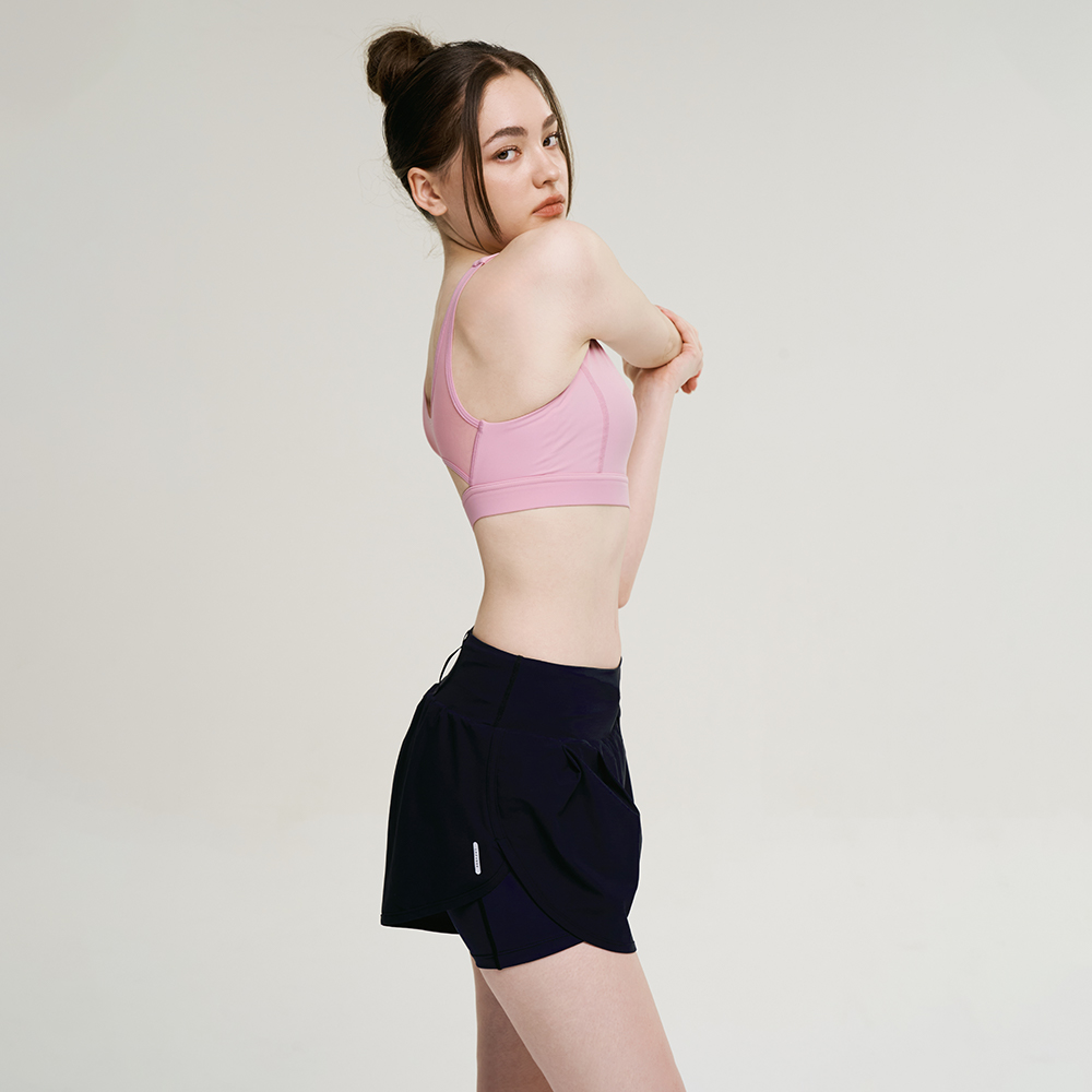 여성 에어쿨링 러닝 반바지 워터 운동복 짐웨어 등산 퍼포먼스 2in1 쇼츠 블랙 이미지 6