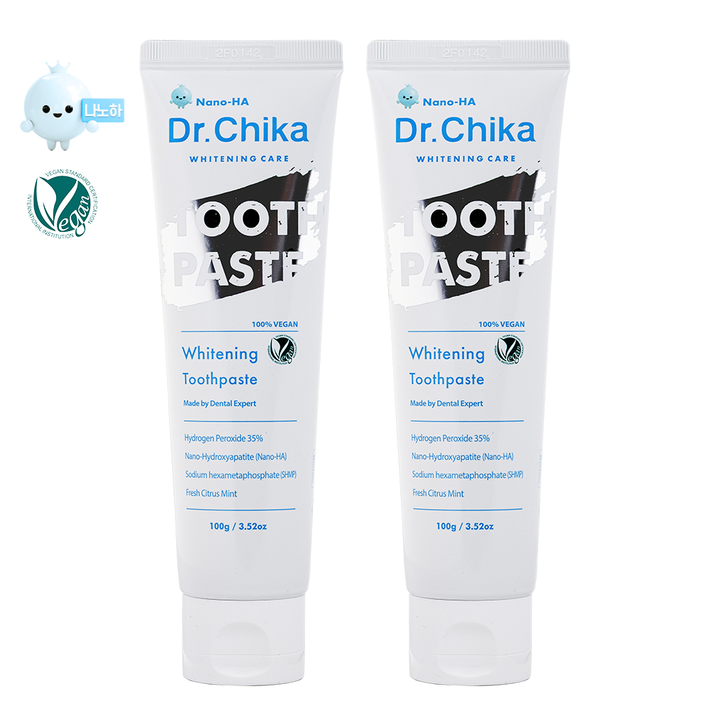 닥터치카 나노하 치아 미백치약 비건 화이트닝 시린증상없는 누렁니 미백효과 100g, 2개