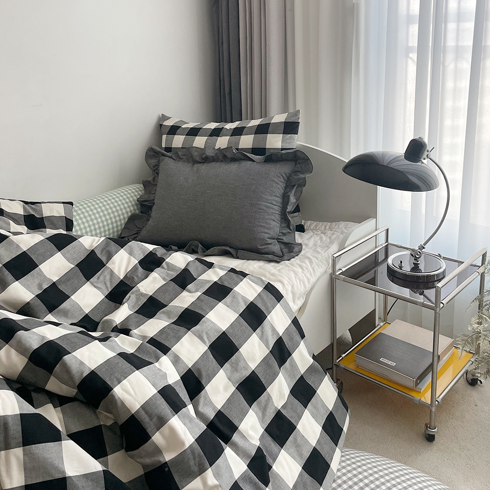 허밍 체크 순면 이불커버 누빔 홑 싱글,슈퍼싱글 맞춤제 아이방