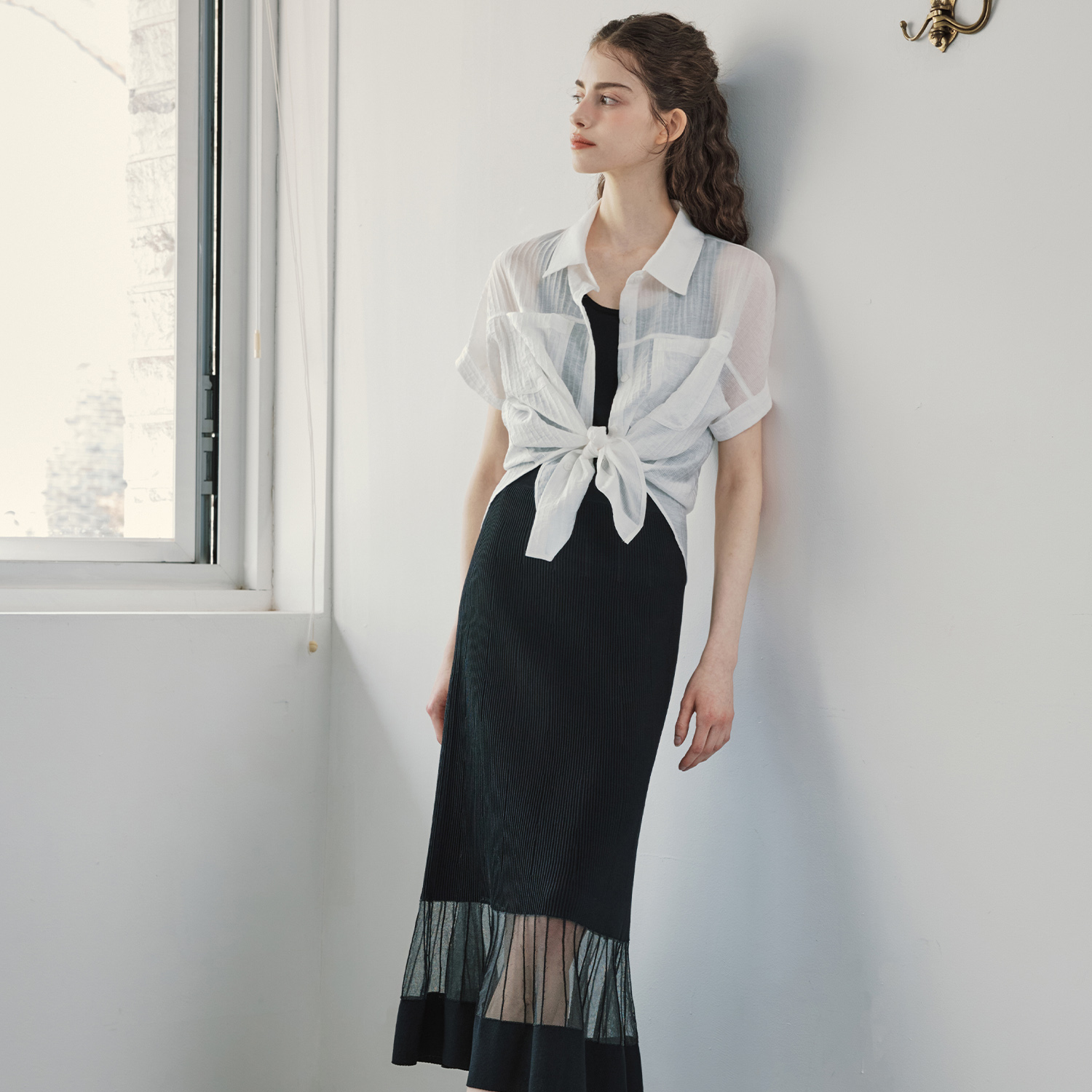 [제로스트릿] 미스티 플레어 니트 스커트 MISTY FLARE KNIT SKIRT / BLACK - 상세 이미지 2