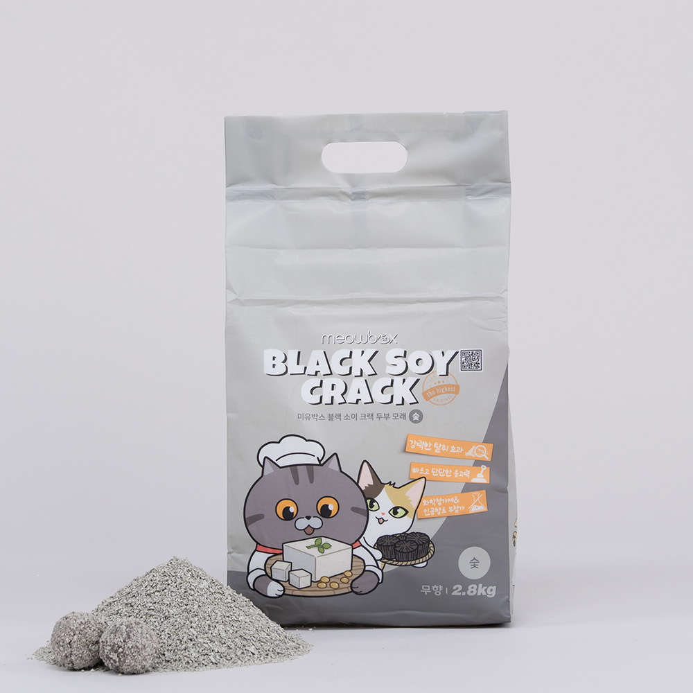 미유박스 크랙 두부모래 고양이모래 블랙소이, 2.8kg, 3개