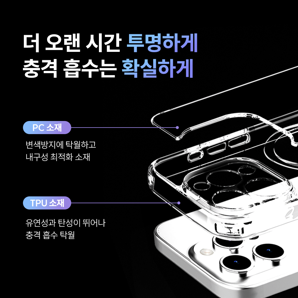 맥앤블랙 2배자력 아이폰 맥세이프 케이스 풀커버 변색없는 생폰 젤리 투명, 아이폰14 프로