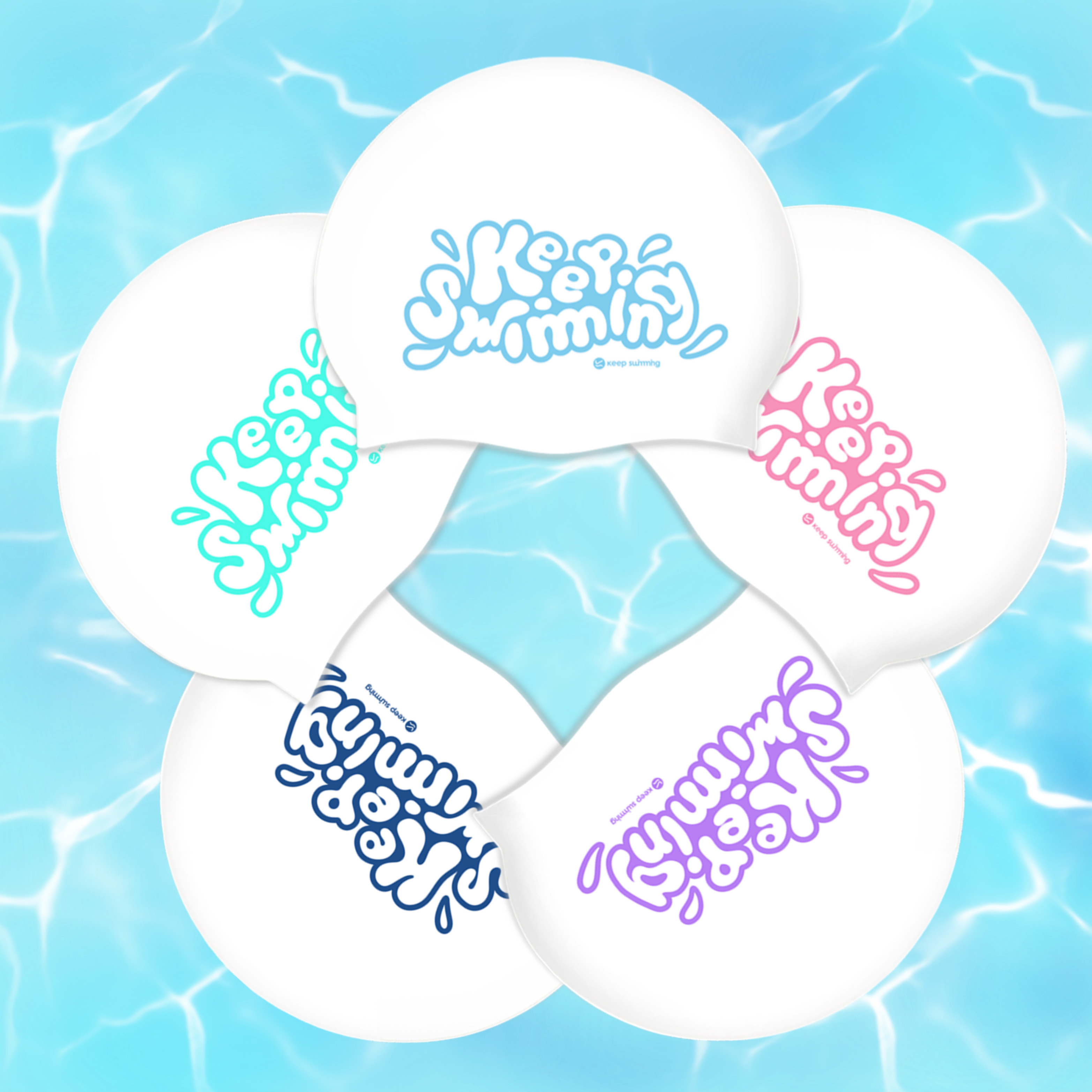 스플래쉬 실리콘수모 심플 로고 디자인 수모 일러스트 성인 어린이 수모 제품 이미지