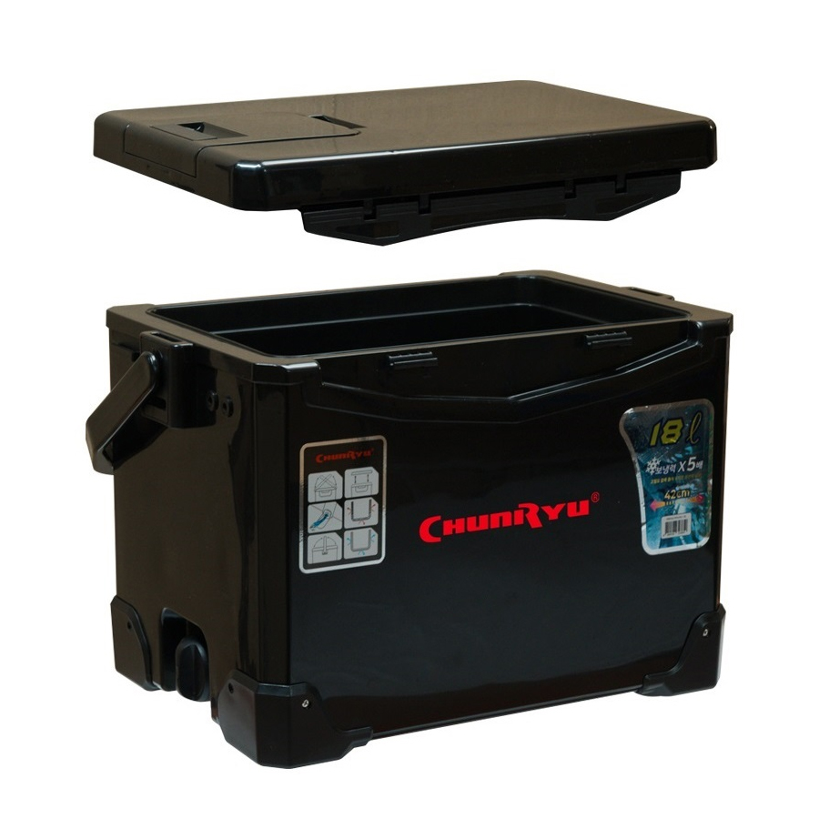 천류 아이스쿨러 18리터 기포기구멍 배수구 어깨끈 트레이포함 아이스박스 낚시쿨러