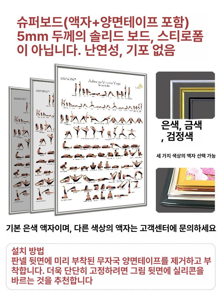 아쉬탕가 요가 포스터 피트니스 운동실 벽장식 명칭 아스탕가 요가 자세 분해 PP 접착제 40x60cm - 상세 이미지 3