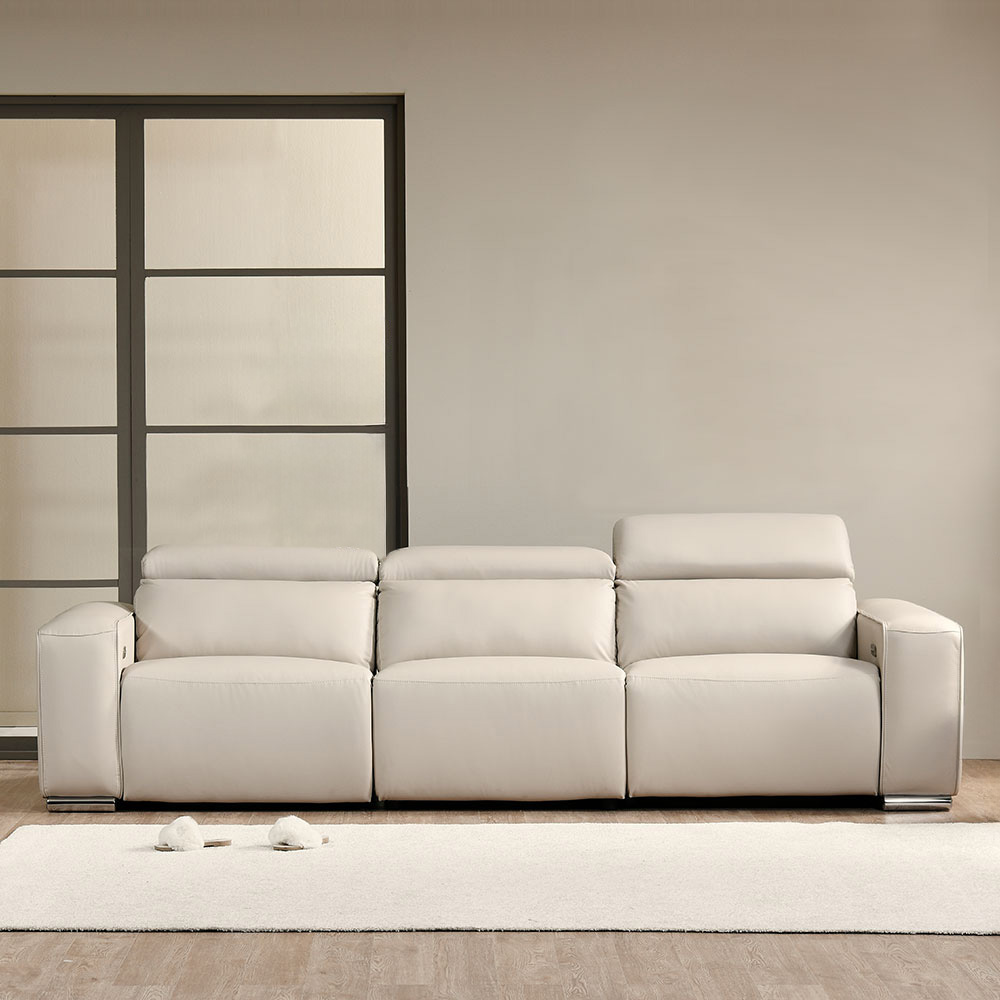 스코나 이튼스 구스 실리콘레더 가죽 4인 제로월 전동 리클라이너 소파