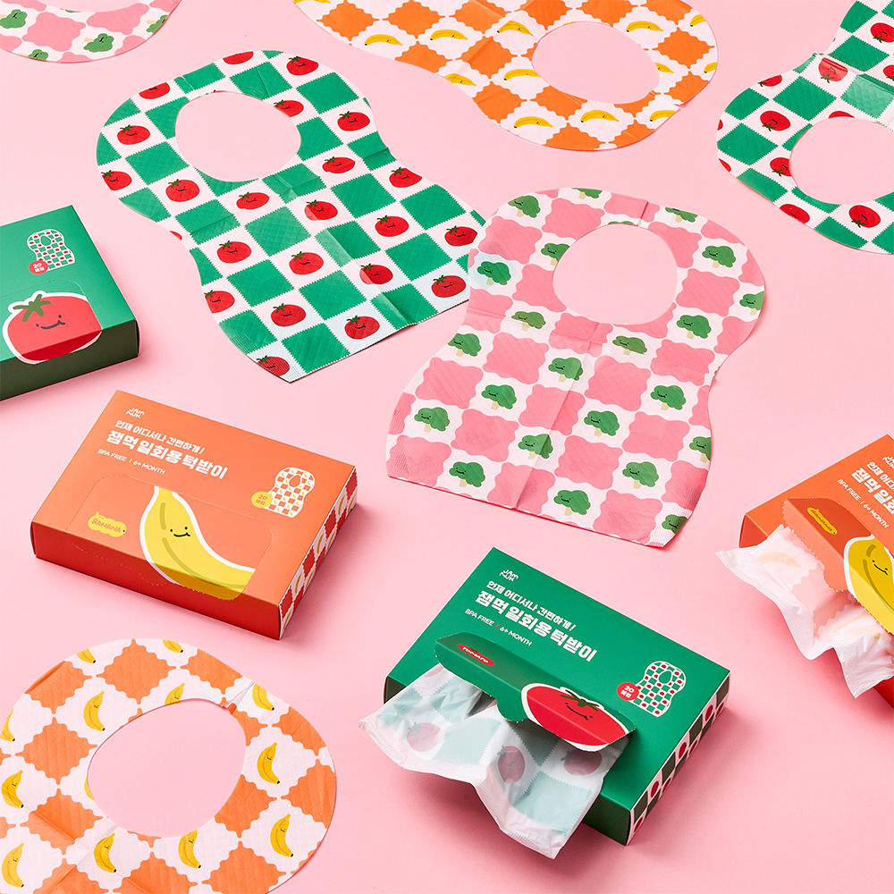 잼먹 2중 방수 아기 턱받이 일회용 20매 신생아 자기주도이유식