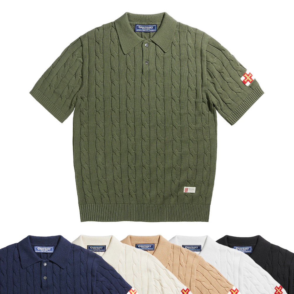 건지울른스 코튼 케이블 반팔 카라 니트 컬렉션