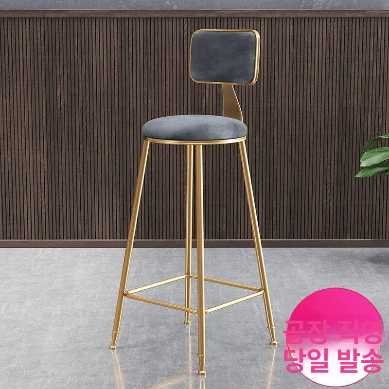 홈카페 바 스툴 빈티지 북유럽 가정용 홈의자 무장치 등받이 45cm 높이 초록색 - 상세 이미지 2