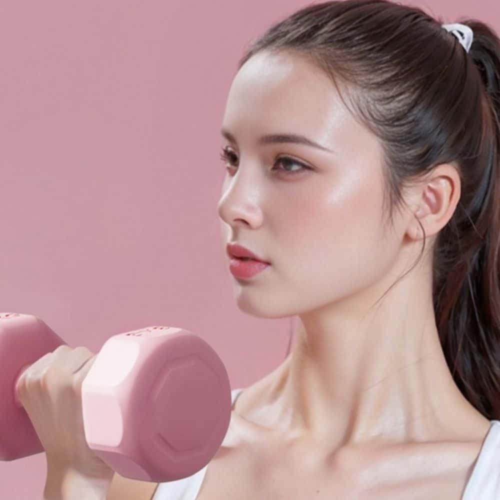 헬스덤벨 컬러 육각 아령 2개세트 3kg 핑크 홈트레이닝 웨이트 : 베이직리빙