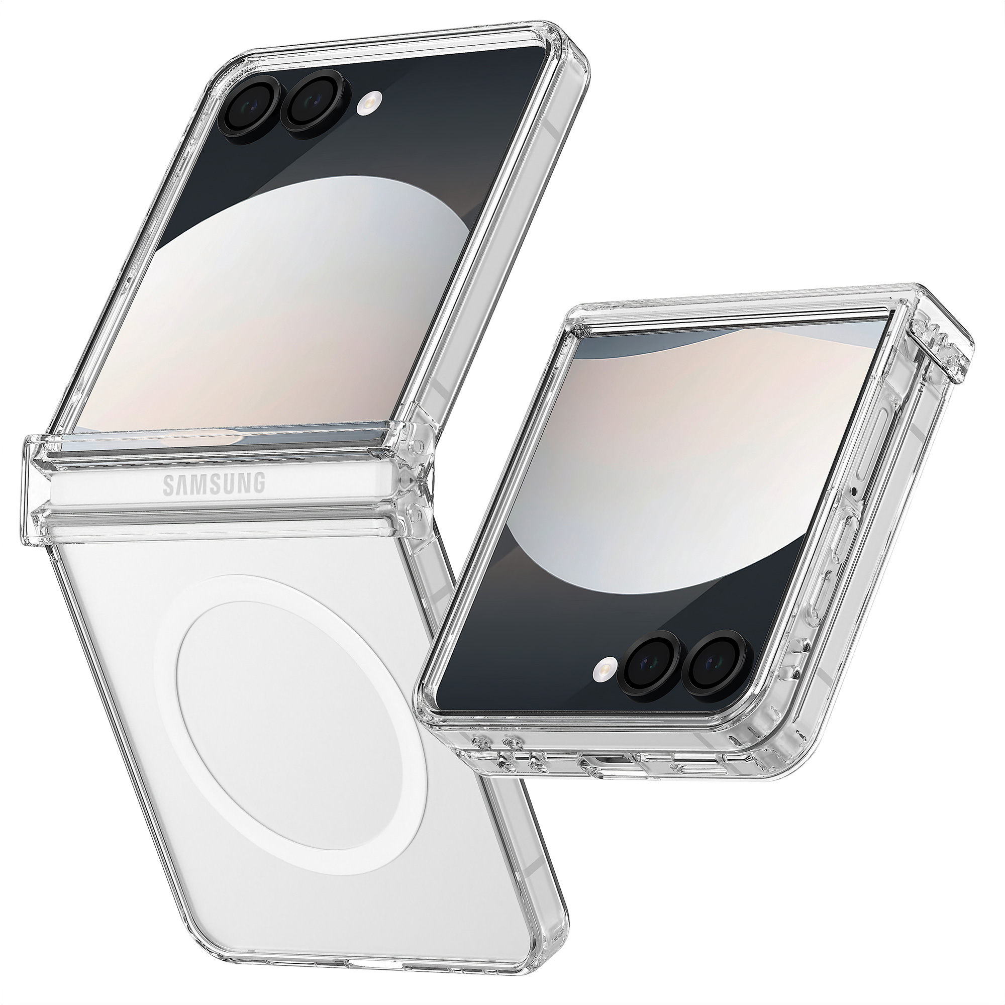 퓨어쉴드 2배자력 맥세이프 방탄 범퍼 케이스 투명, 갤럭시Z 플립7