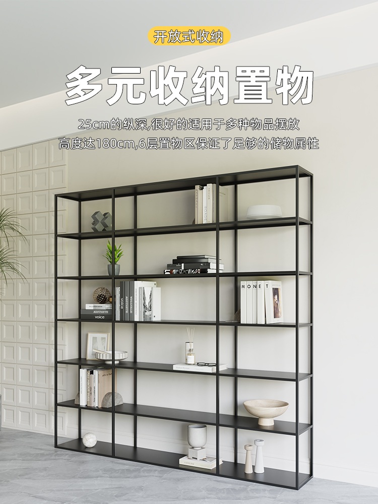 철제 진열선반 거실 책장 인테리어 수납장 매트블랙 60x25x180 - 상세 이미지 5