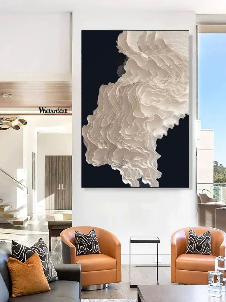 액자 대형 추상화 모던인테리어 돈들어오는 포스터 흰색 해양 A 사진매트 80x120cm - 상세 이미지 3