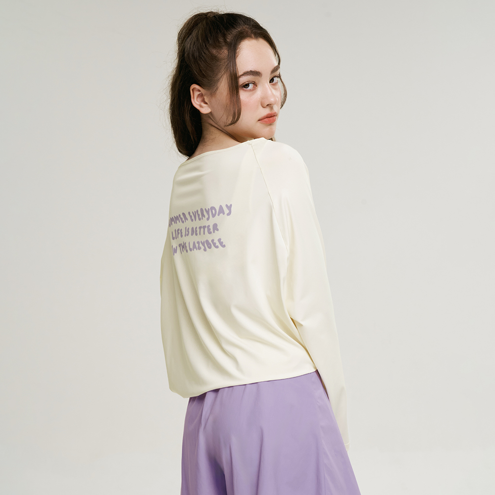 여성 코튼캔디 스트링 래쉬가드 상의 체형커버 수영복 오버핏 롱슬리브 코코넛밀크 이미지 6