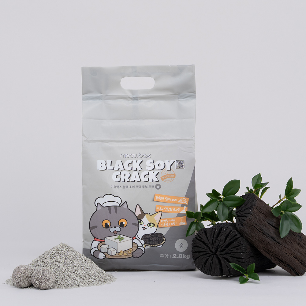 미유박스 크랙 두부모래 고양이모래 블랙소이, 2.8kg, 3개