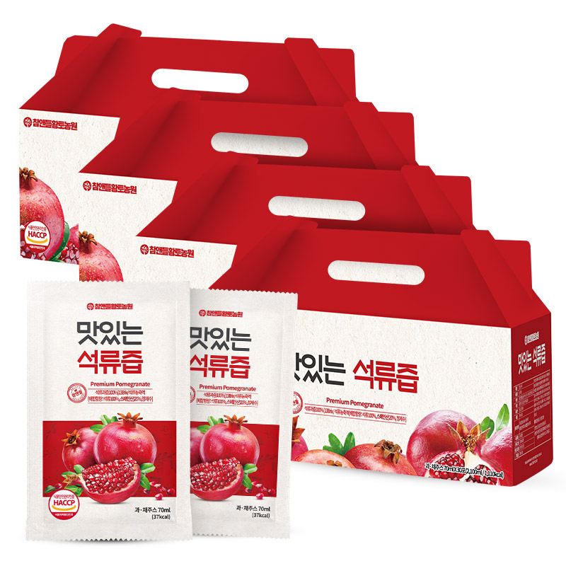 참앤들황토농원 맛있는 석류즙 70ml 30포, 4개