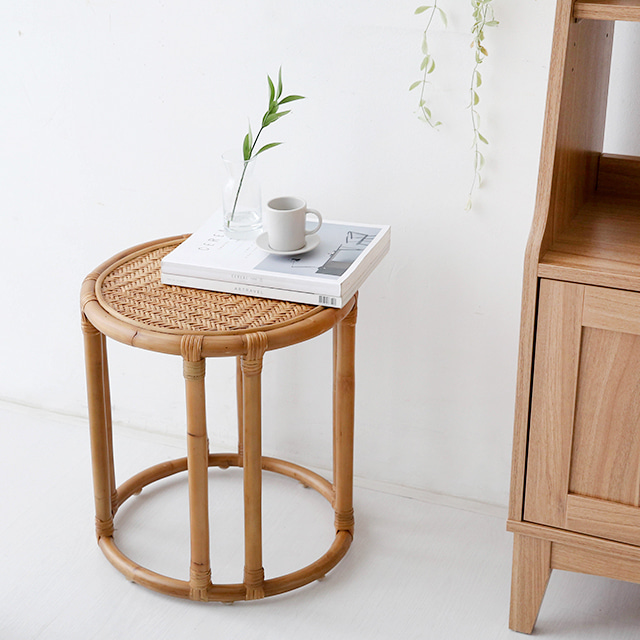 LOTTAN 원형 사이드테이블 D40 라탄 내추럴 8956.7505