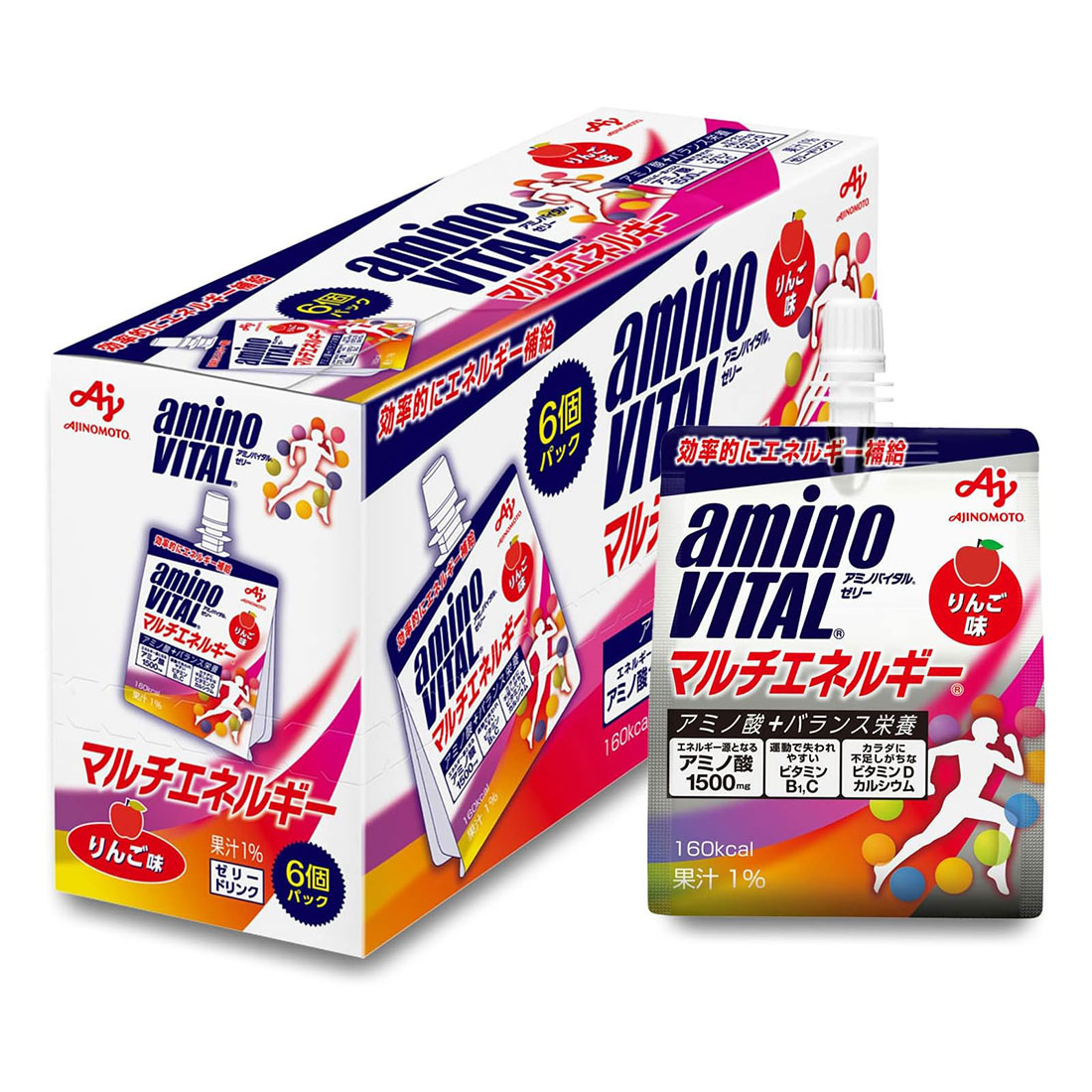 아미노 바이탈 멀티 에너지 젤리 사과맛 아미노산 1500mg 180g 6개