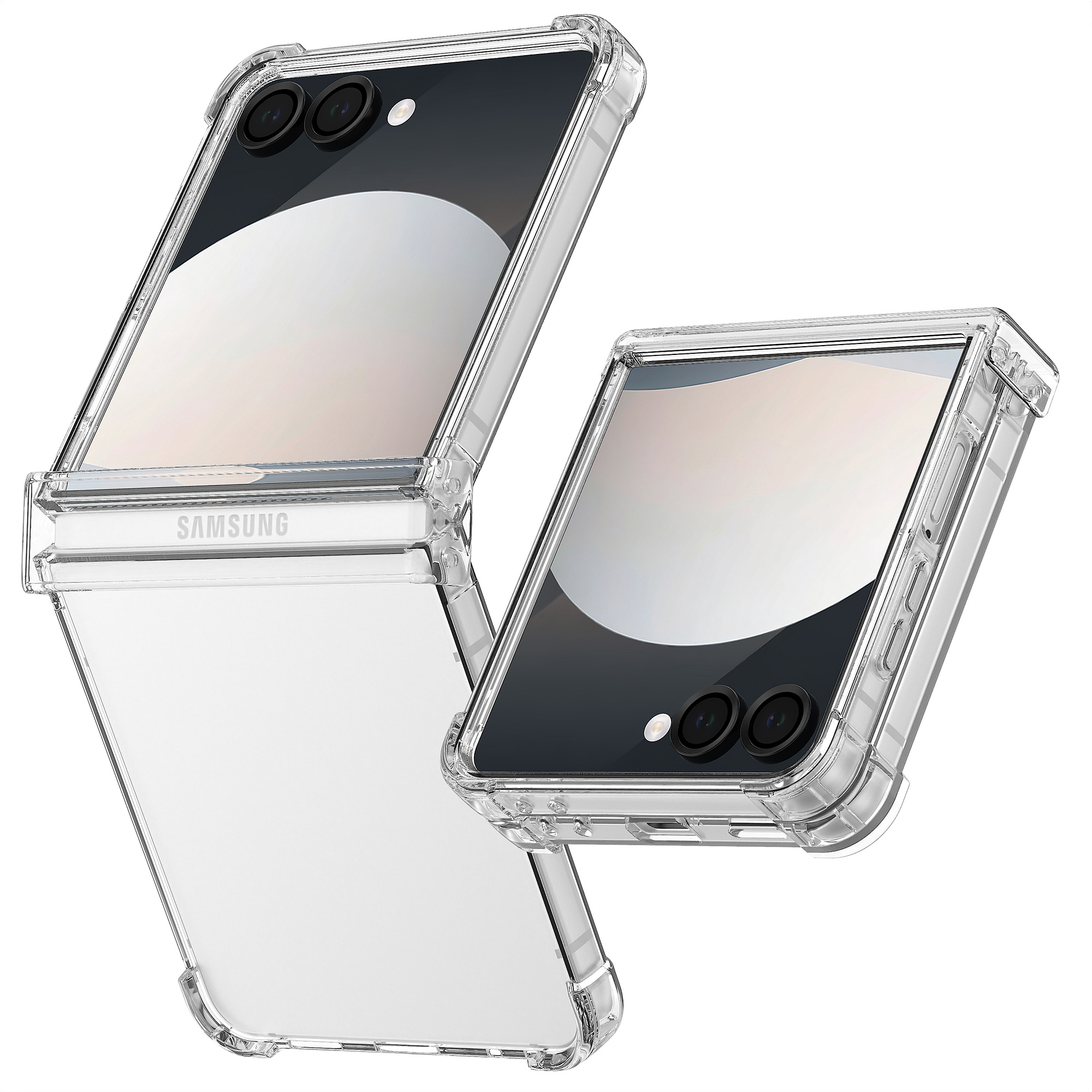 모란카노 카이트 에어쿠션 젤리 1+1 범퍼 케이스 투명, 갤럭시Z 플립7